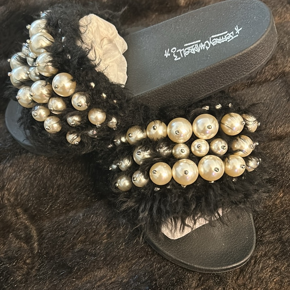 Jeffrey campbell Jova Pearl Fury Slides SZ 10